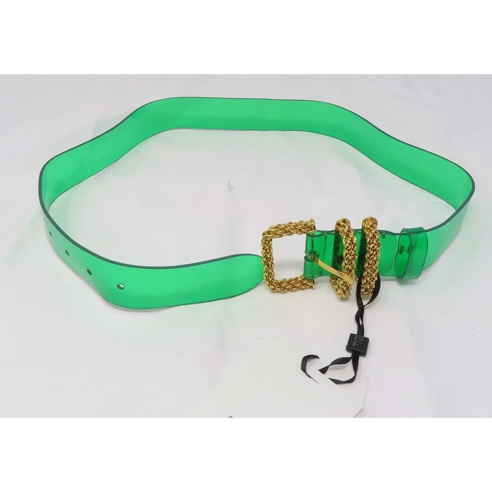 By Far Katina‎ Green PVC Belt Gold Chain Buckle Size Small Made in Bulgaria